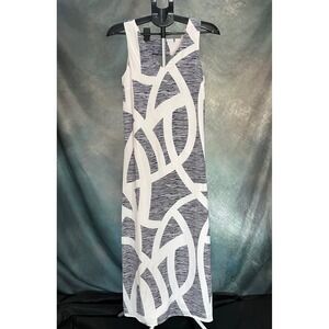 Armani Exchange Women's Maxi‎ Dress White Blue Abstract Sleeveless Size 0